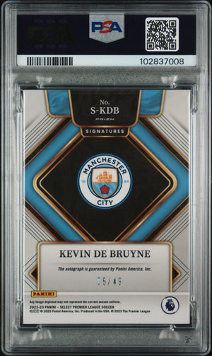 2022-23 Select Premier League Signatures Auto Purple Kevin De Bruyne PSA 9 /49 