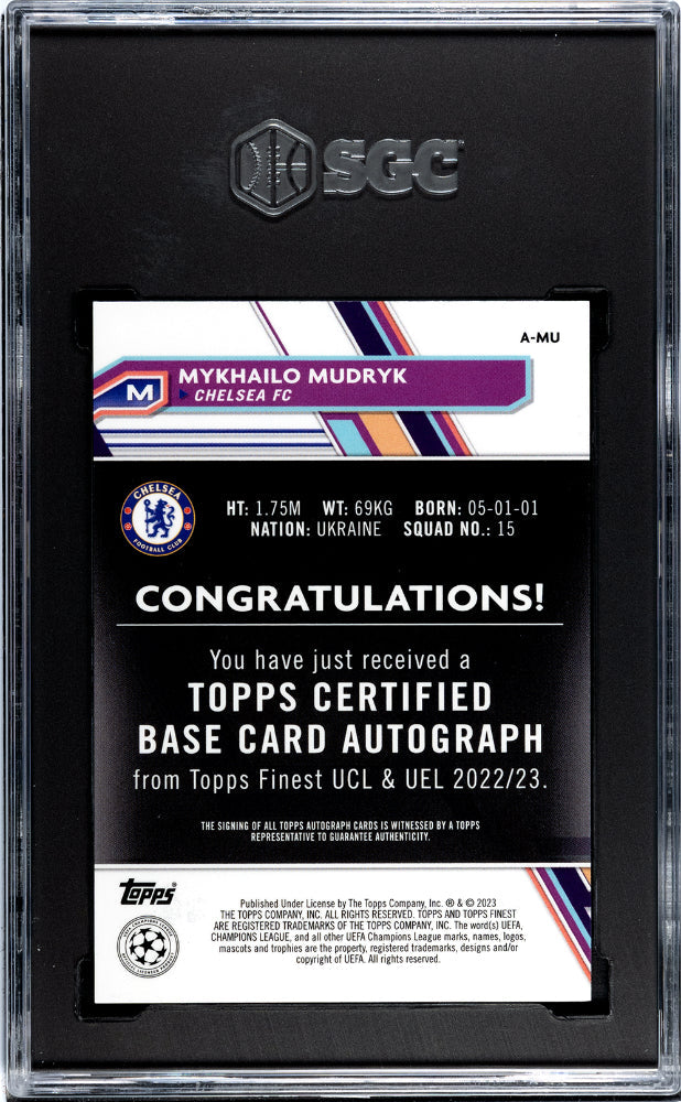 2022 23 Topps Finest Ucc Mykhailo Mudryk Rc Autograph A Mu Sgc 10 2