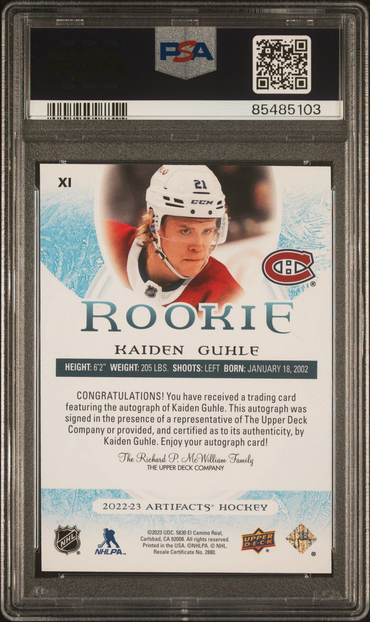 2022 23 Ud Artifacts Roman Numeral Rookie Auto Silver Psa 10 Kaiden Guhle Xi 2