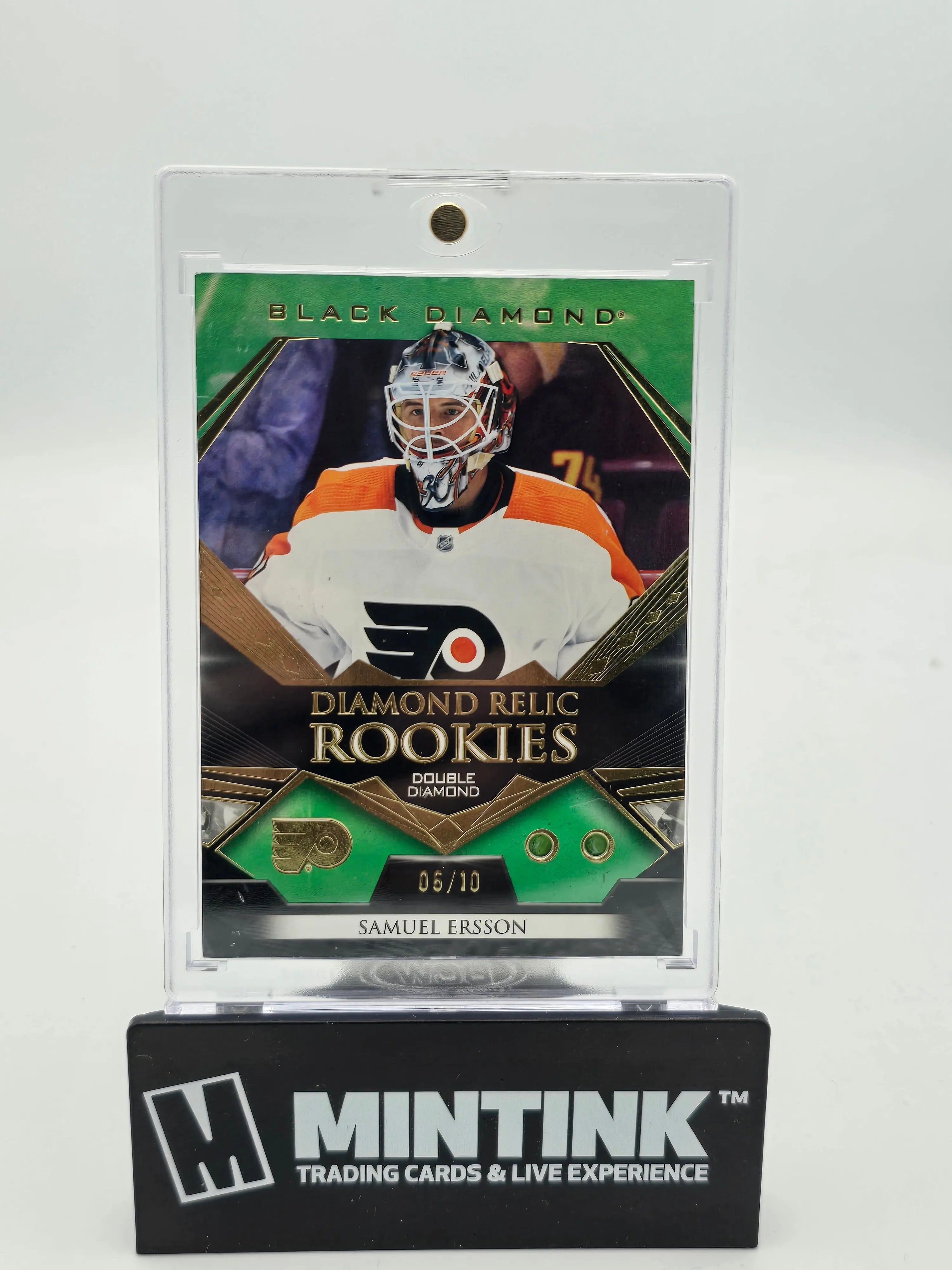 2022-23 UD Black Diamond Hockey Samuel Ersson Diamond Relic Rookies Green /10 