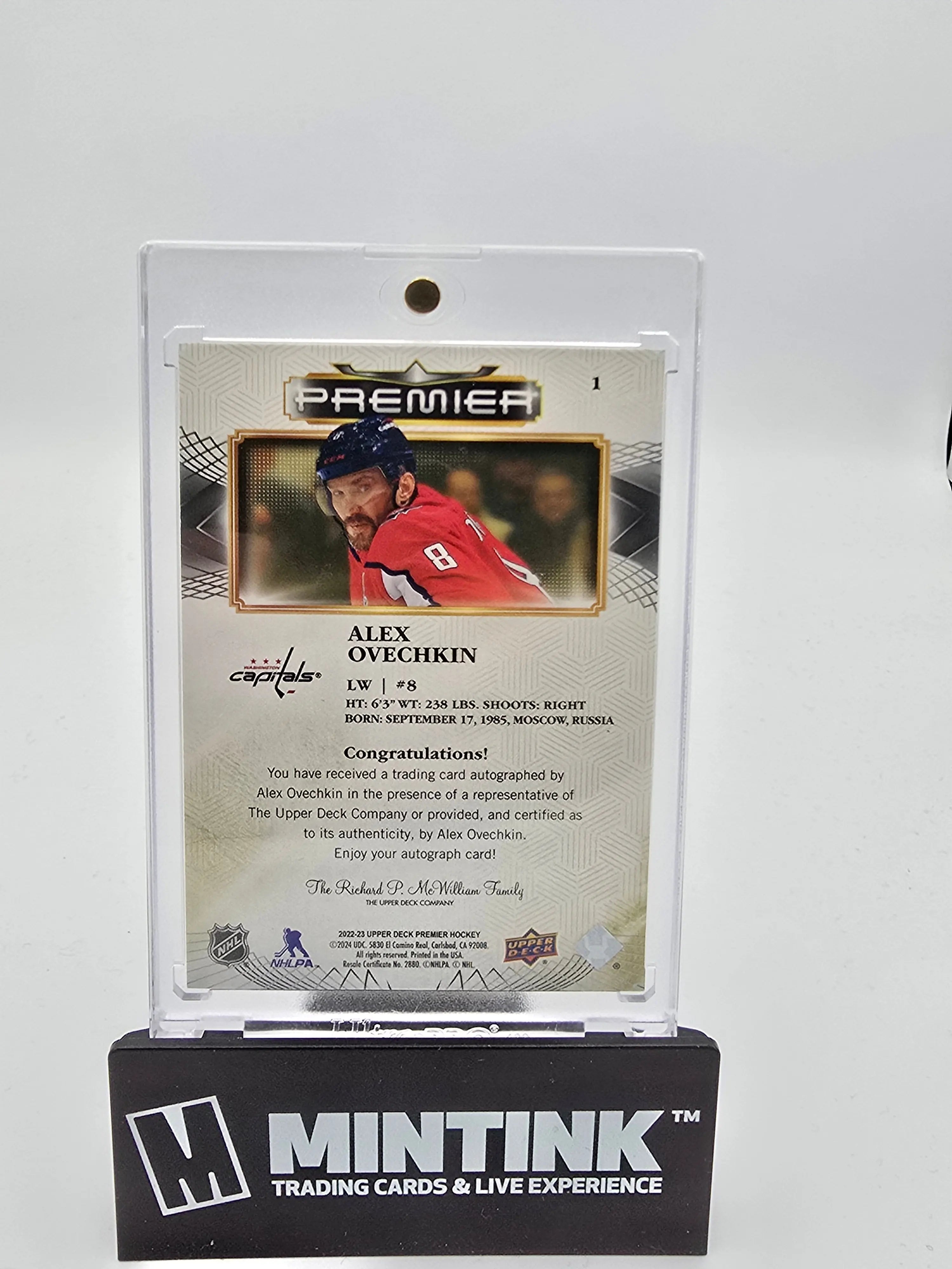 2022-23 Upper Deck Premier Hockey Alex Ovechkin Gold Foil Autograph /25 