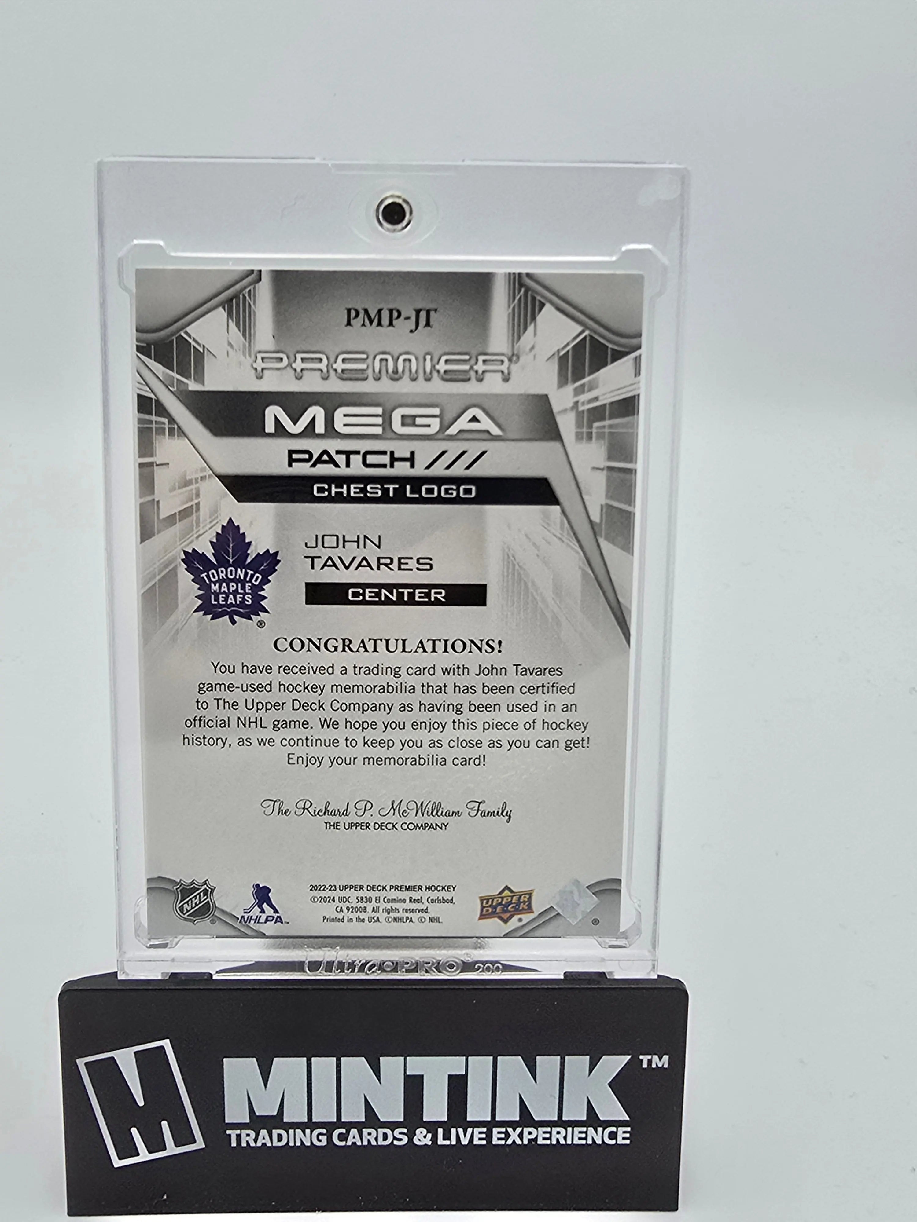 2022-23 Upper Deck Premier Hockey John Tavares Premier Mega Patch Chest Logo /26 