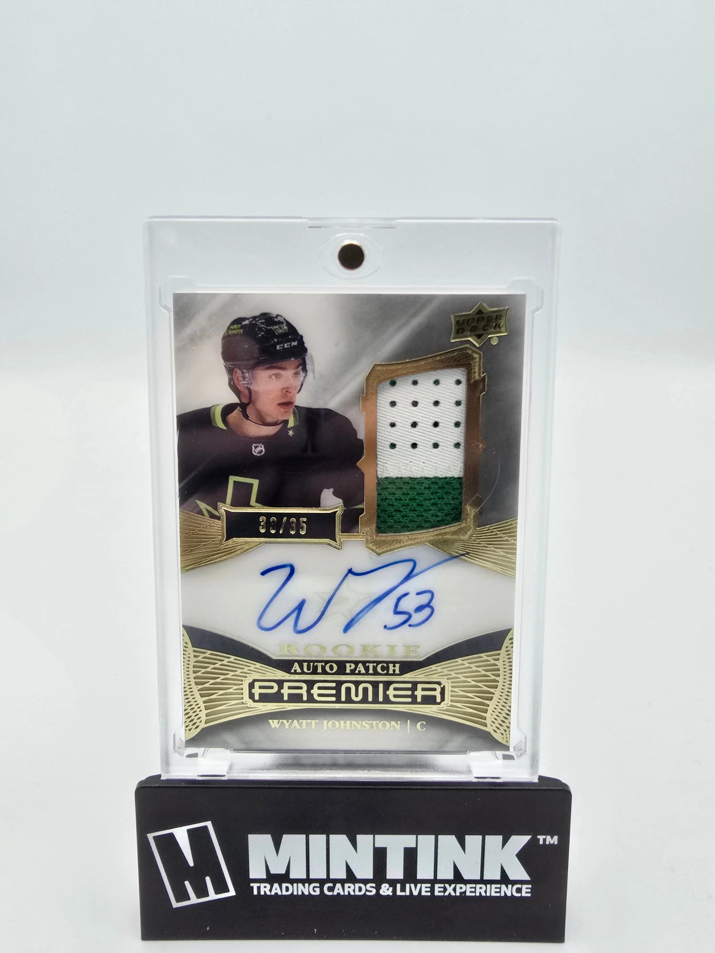 2022-23 Upper Deck Premier Hockey Wyatt Johnston Gold Foil Rookie Patch Auto /35 