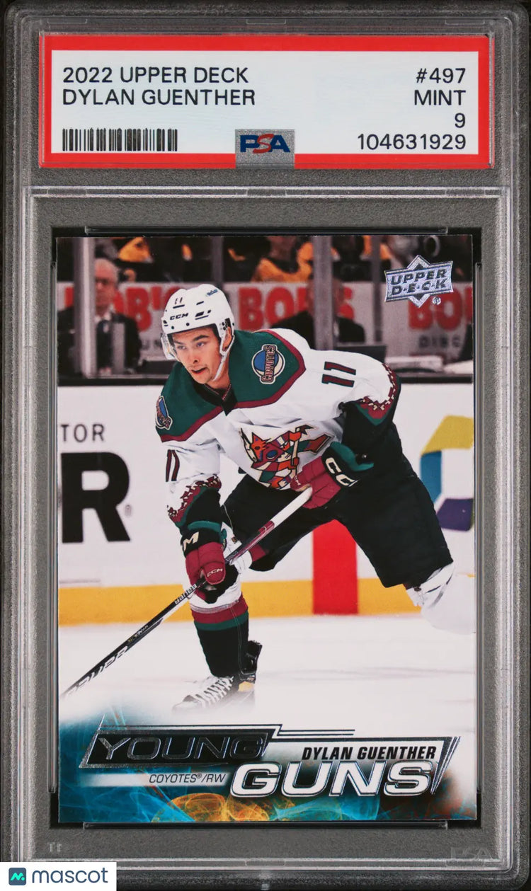 2022-23 Upper Deck Series 2 Hockey Dylan Guenther Young Guns RC PSA 9 