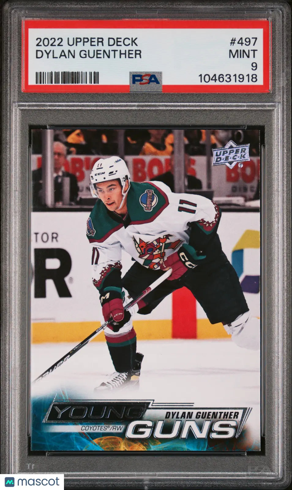 2022-23 Upper Deck Series 2 Hockey Dylan Guenther Young Guns RC PSA 9 