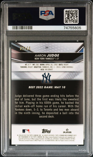 2022 Bowman's Best Aaron Judge Gold Lava Refractor PSA 9 /75 