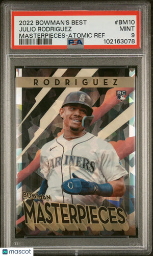 2022 Bowman's Best Masterpieces Julio Rodriguez RC Atomic Refractor PSA 9 