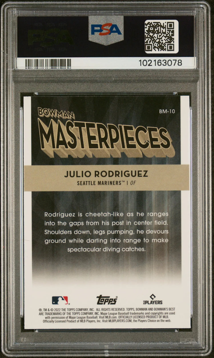 2022 Bowman's Best Masterpieces Julio Rodriguez RC Atomic Refractor PSA 9 