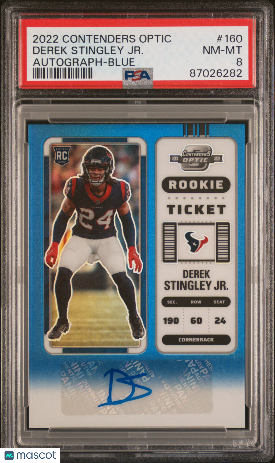 2022 Contenders Optic Derek Stingley Jr. Rc Autograph Blue Psa 8 58/75 (Sb) 1