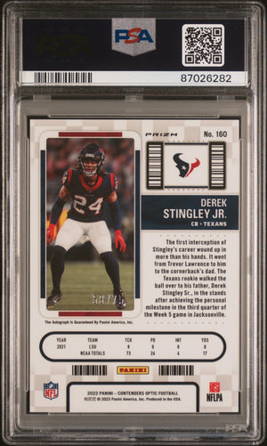 2022 Contenders Optic Derek Stingley Jr Rc Autograph Blue Psa 8 58 75 Sb 2