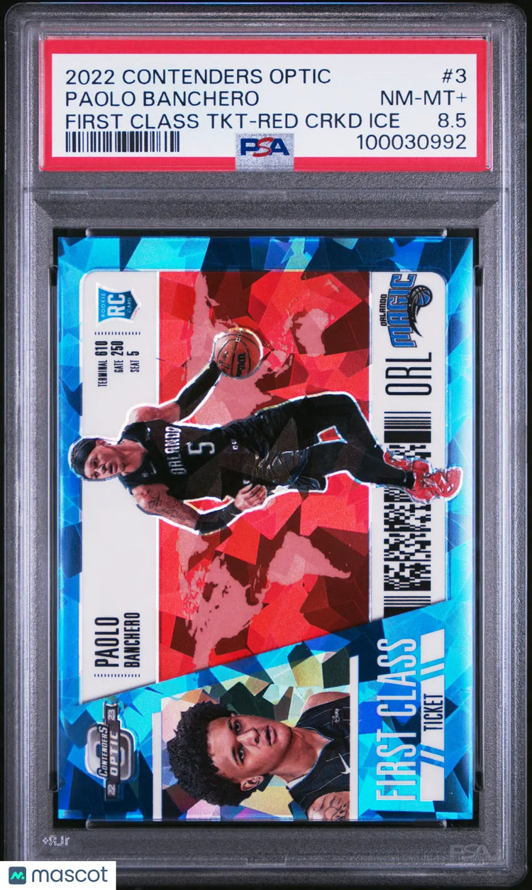 2022 Contenders Optic First Class Ticket Paolo Banchero RC Red Crkd Ice PSA 8.5 