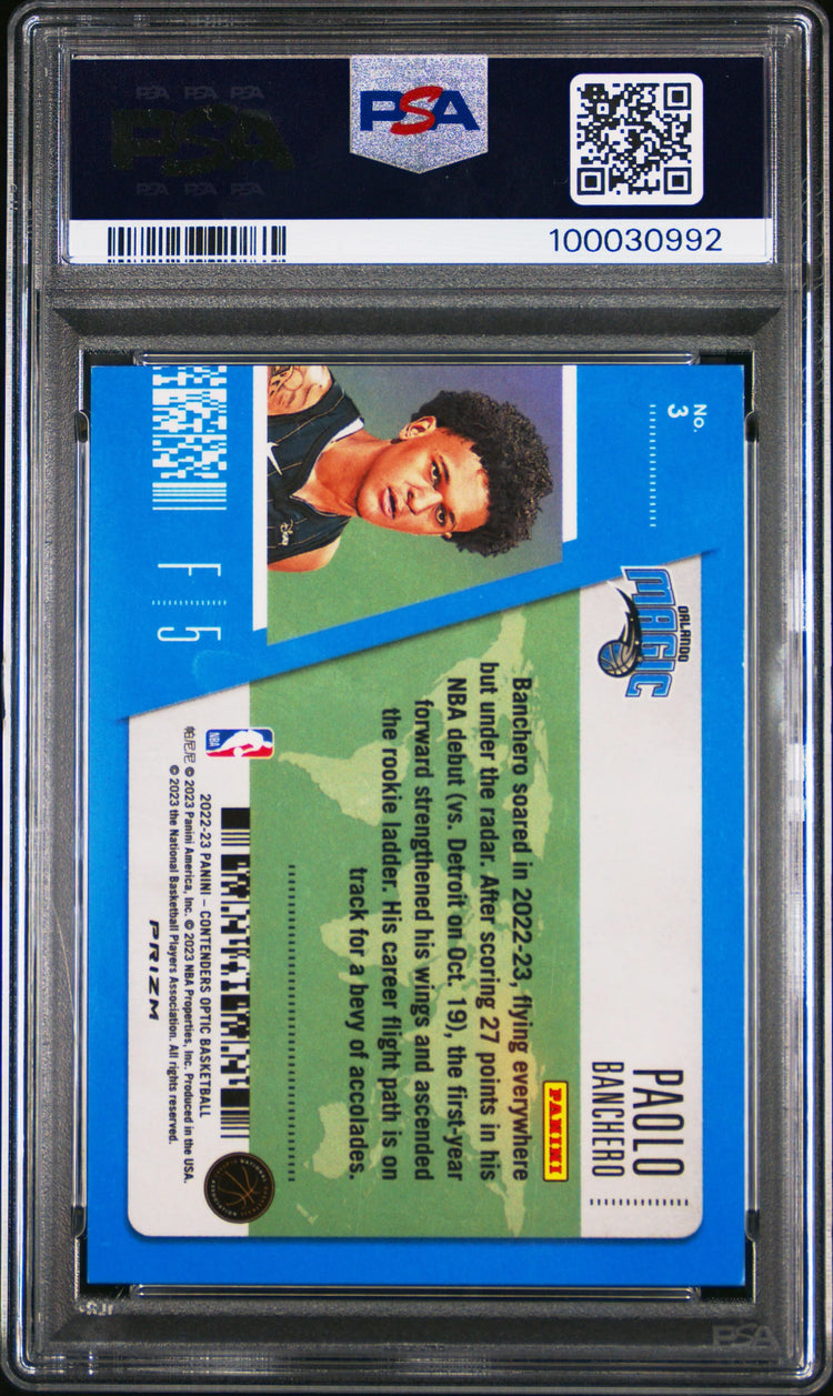 2022 Contenders Optic First Class Ticket Paolo Banchero RC Red Crkd Ice PSA 8.5 