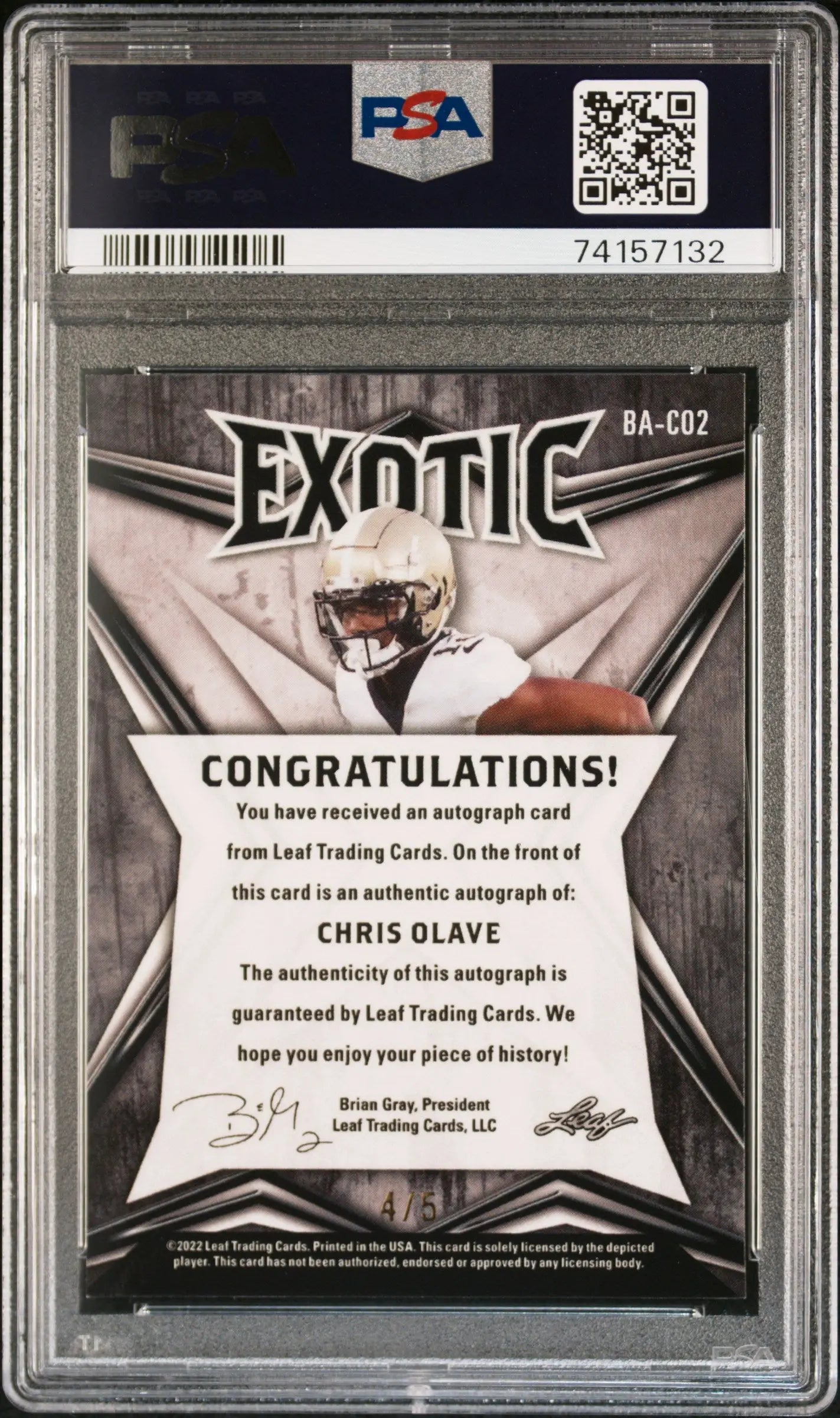 2022 Leaf Exotic Chris Olave RC Rookie Dragon Scale Shimmer Auto PSA 9 /5 