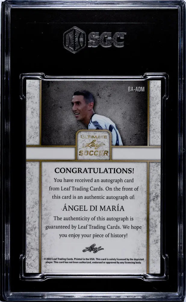 2022 Leaf Ultimate Angel DI Maria Silver Autograph Auto SGC 10 /25 