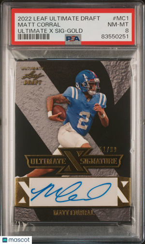 2022 Leaf Ultimate Draft Ultimate X Signatures Psa 8 Matt Corral 51/99 #Uxs-Mc1 1