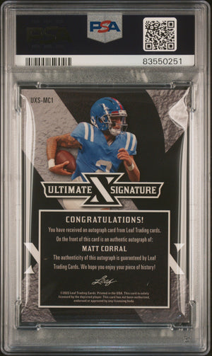 2022 Leaf Ultimate Draft Ultimate X Signatures Psa 8 Matt Corral 51 99 Uxs Mc1 2