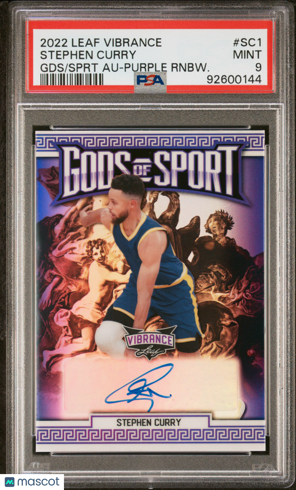 2022 Leaf Vibrance Psa 9 Steph Curry Gods Of Sport-Purple Rainbow Autograph 5/5 1