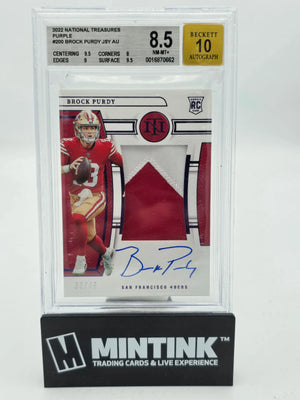 2022 National Treasures Brock Purdy RC Rookie Purple Jersey Auto BGS 8.5 /49 