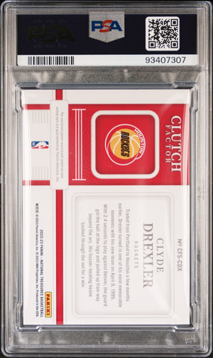 2022 National Treasures Psa 9 Clyde Drexler Clutch Factor Signature Relic 13 35 2