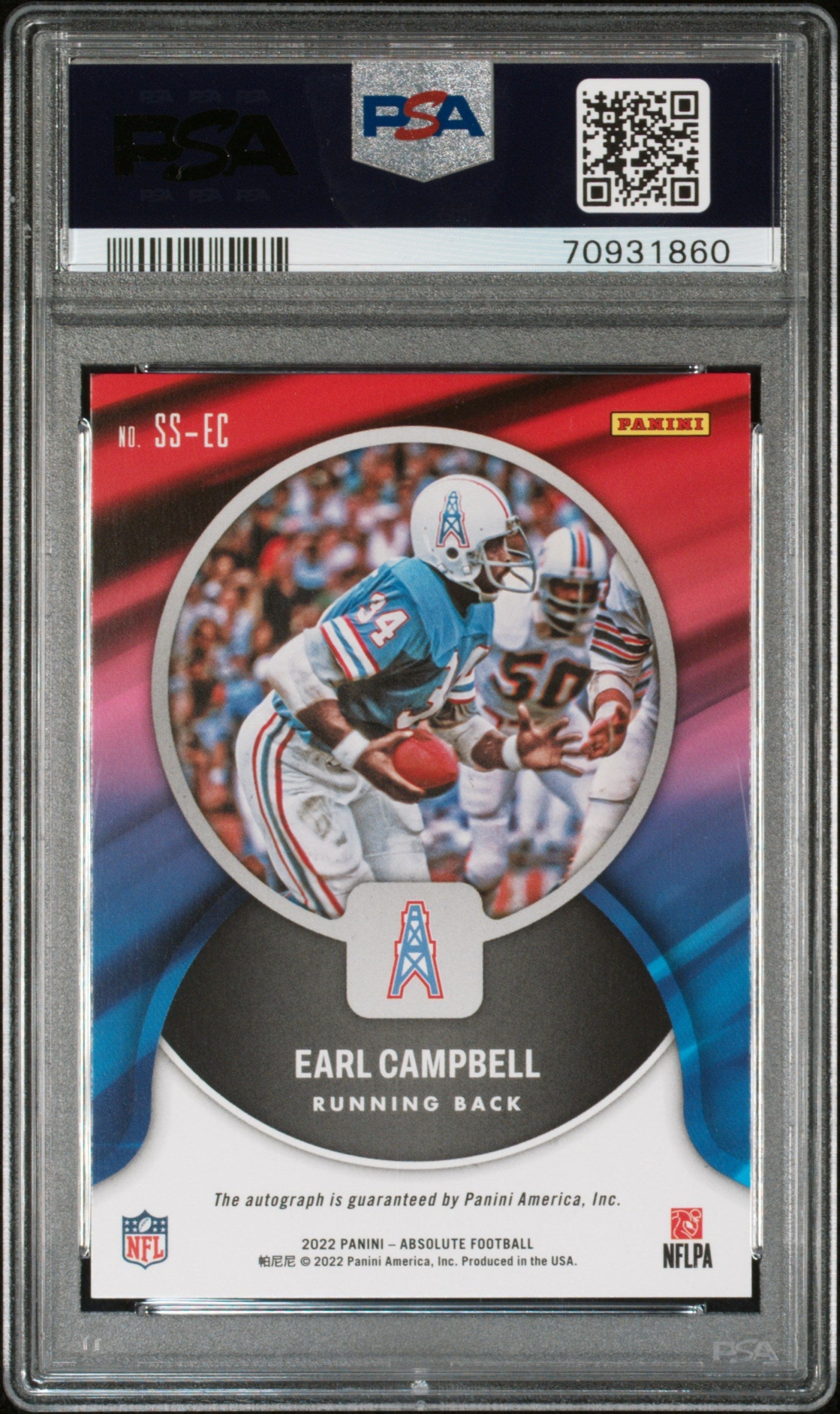 2022 Panini Absolute Signature Standouts Orang Psa 10 Earl Campbell 12 25 Ss Ec 2