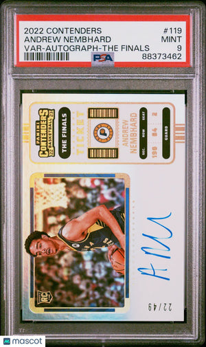 2022 Panini Contenders Andrew Nembhard RC Variation Auto The Finals PSA 9 /49 