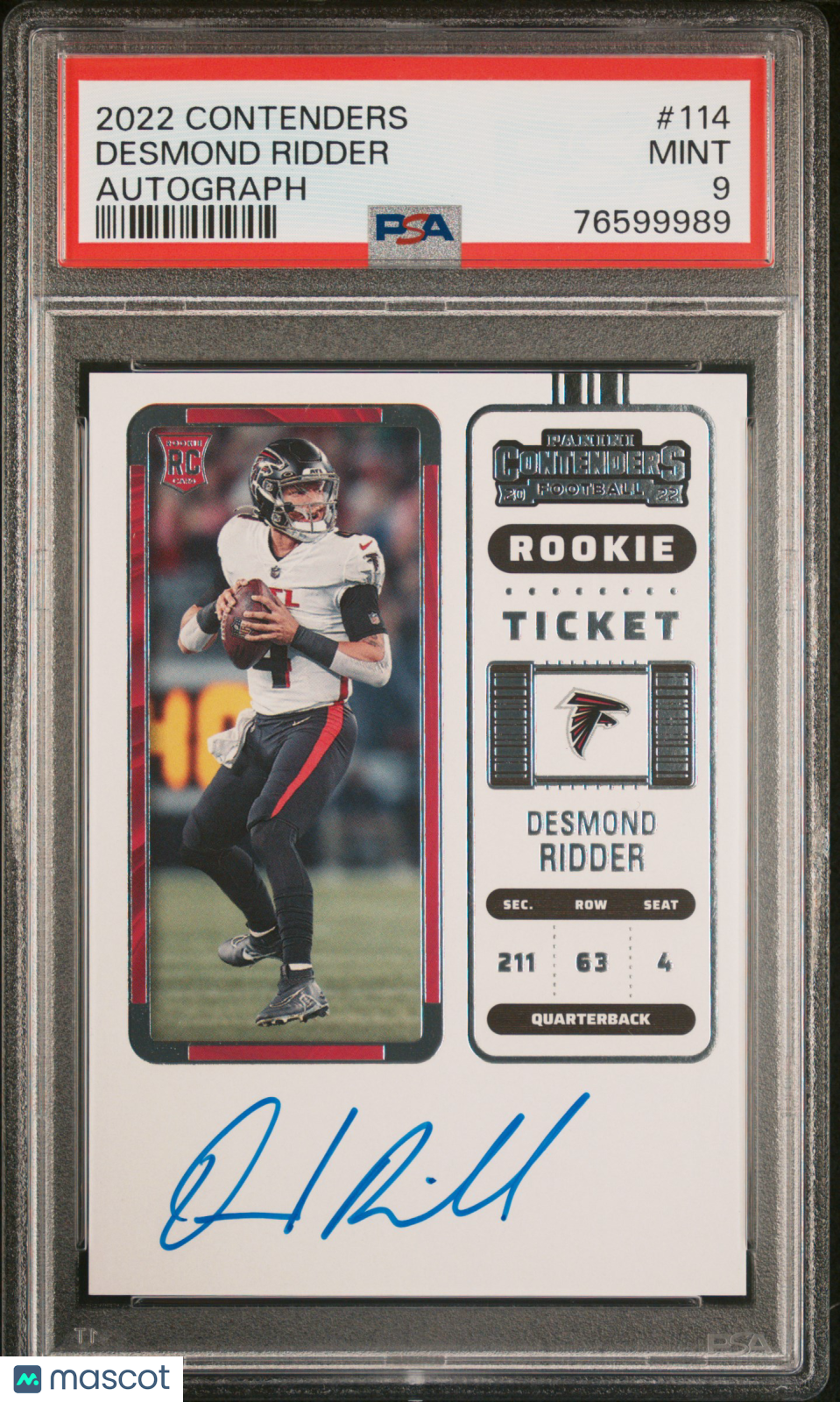 2022 Panini Contenders Psa 9 Desmond Ridder Rookie Autograph #114 1