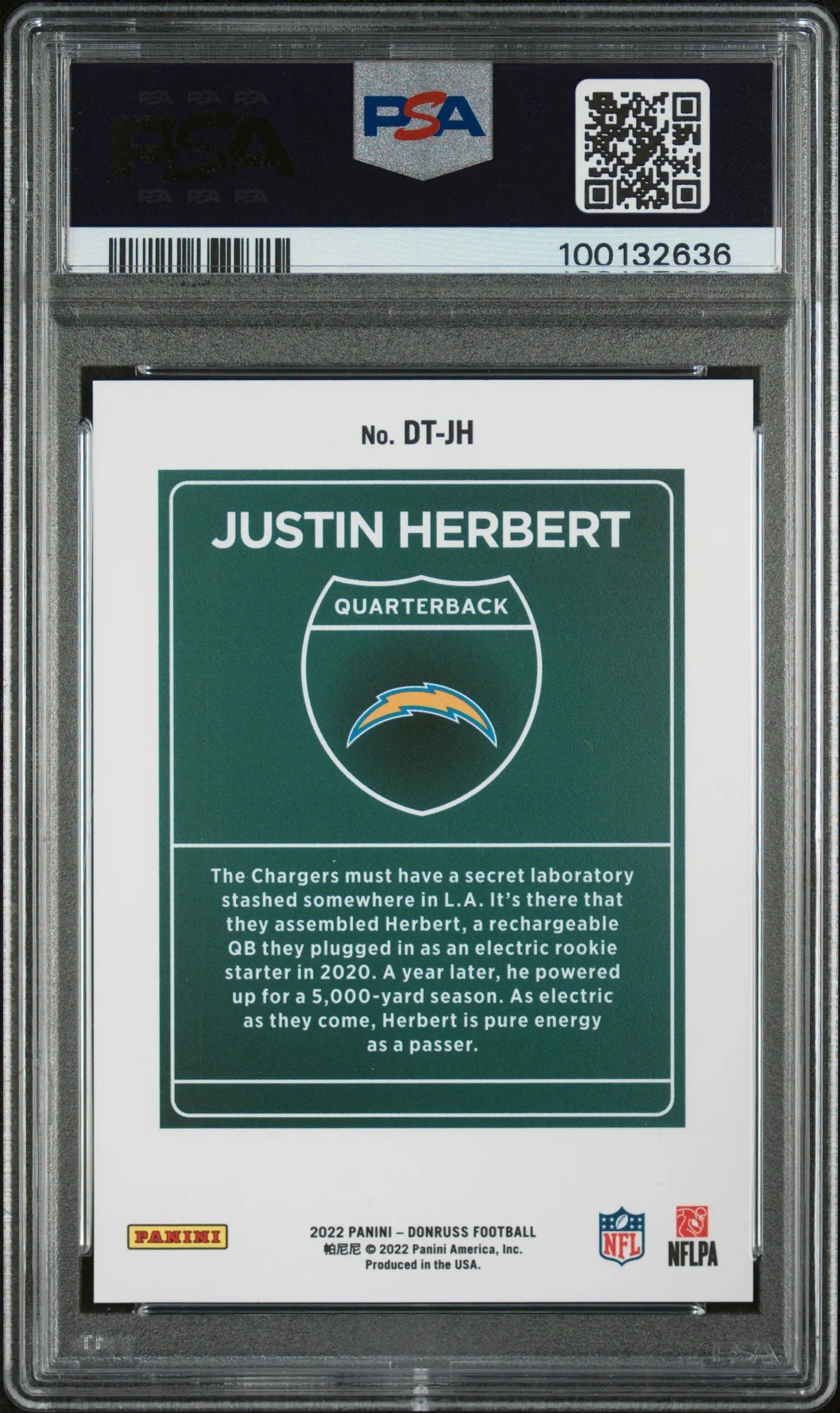 2022 Panini Donruss Downtown Justin Herbert #DTJH PSA 9 