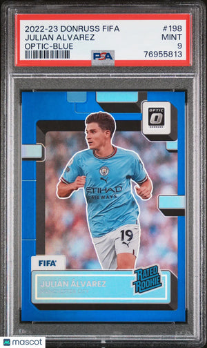 2022 Panini Donruss Optic FIFA Julian Alvarez Rated Rookie Blue PSA 9 /99 