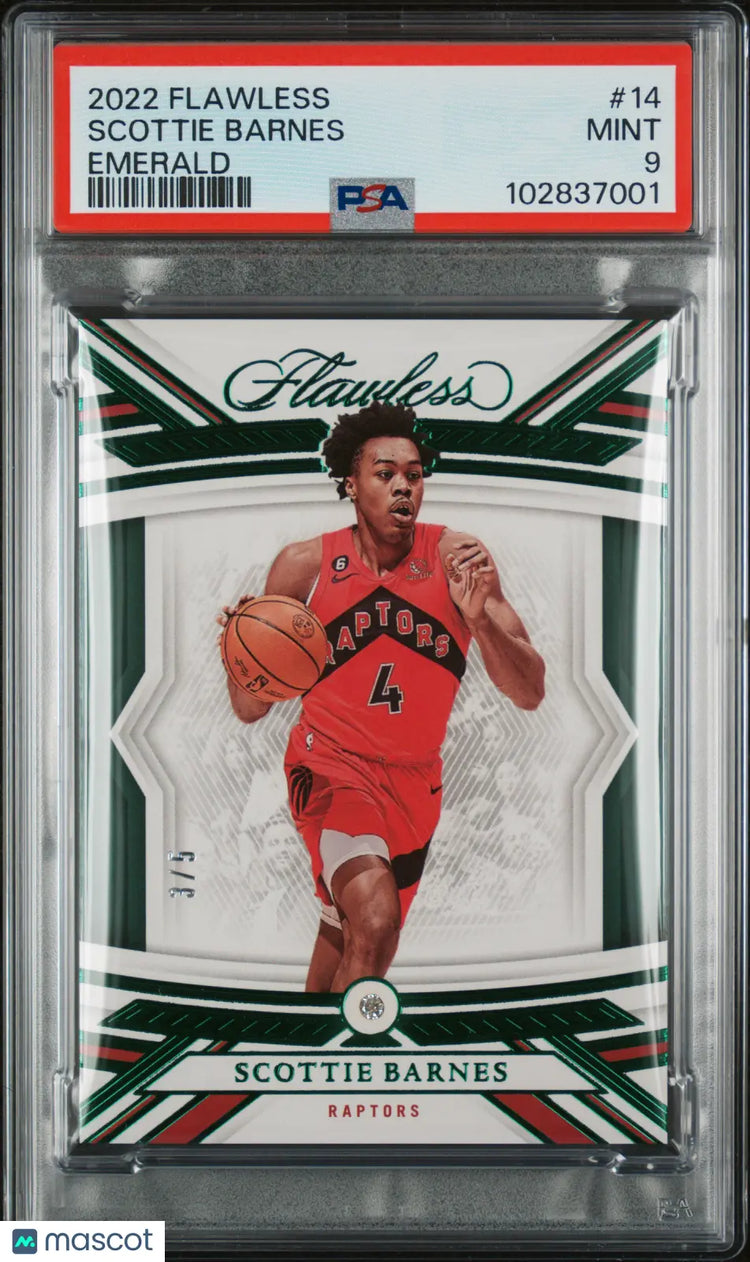 2022 Panini Flawless Basketball Scottie Barnes Emerald Relic PSA 9 /5 