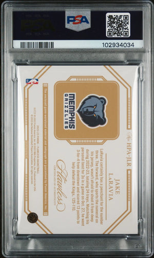 2022 Panini Flawless Horizontal Patch Rookie Autographs Jake Laravia PSA 10 /25 