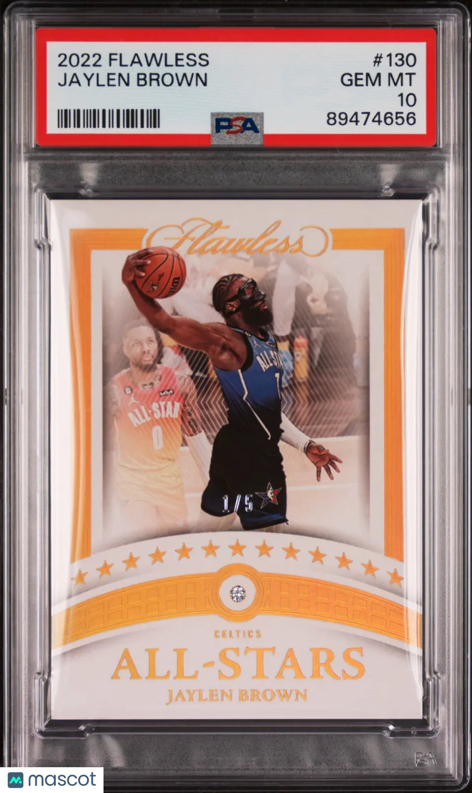 2022 Panini Flawless Jaylen Brown Gold Foil Diamond Relic PSA 10 1/5 