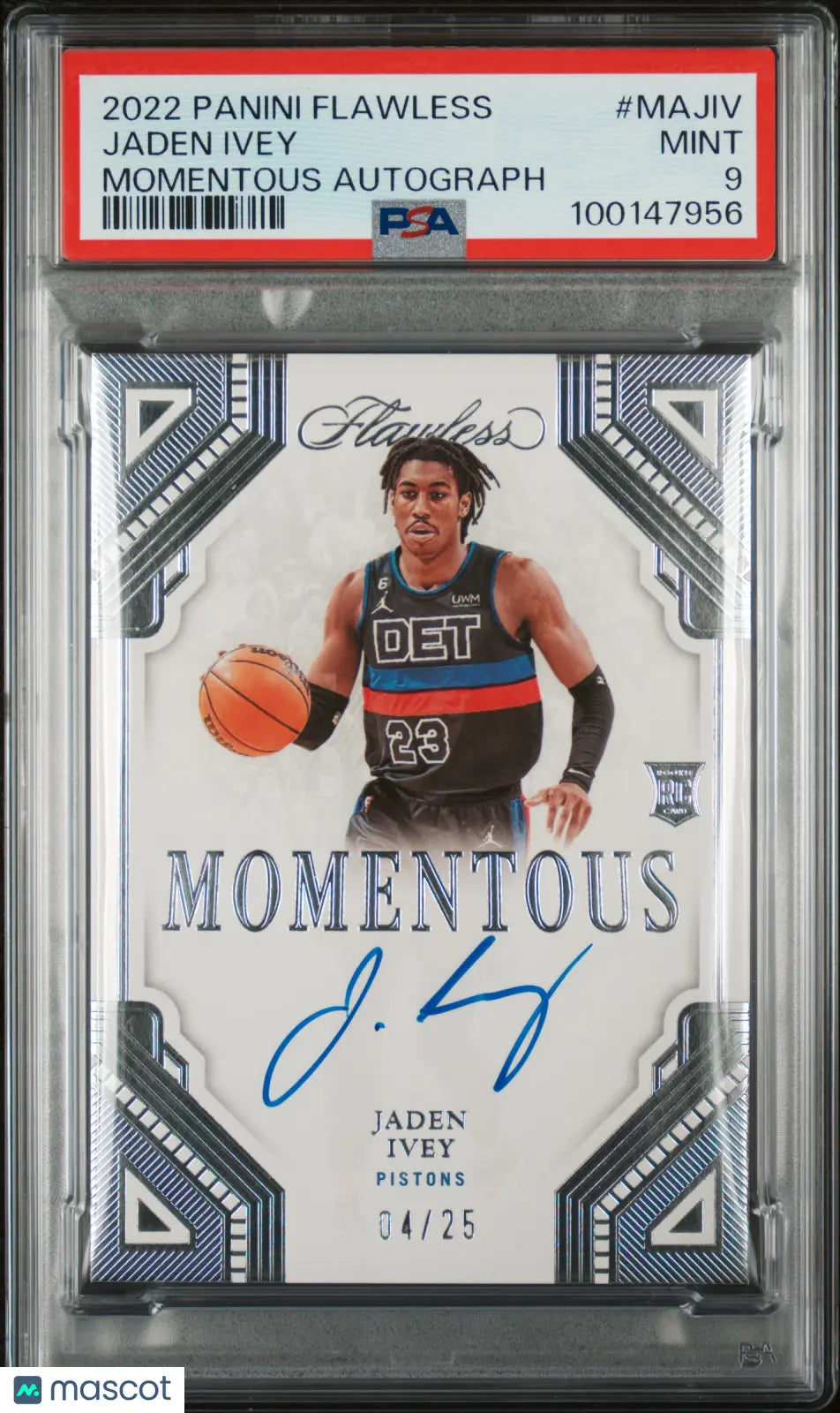 2022 Panini Flawless Momentous Autographs Jaden Ivey RC Rookie PSA 9 /25 