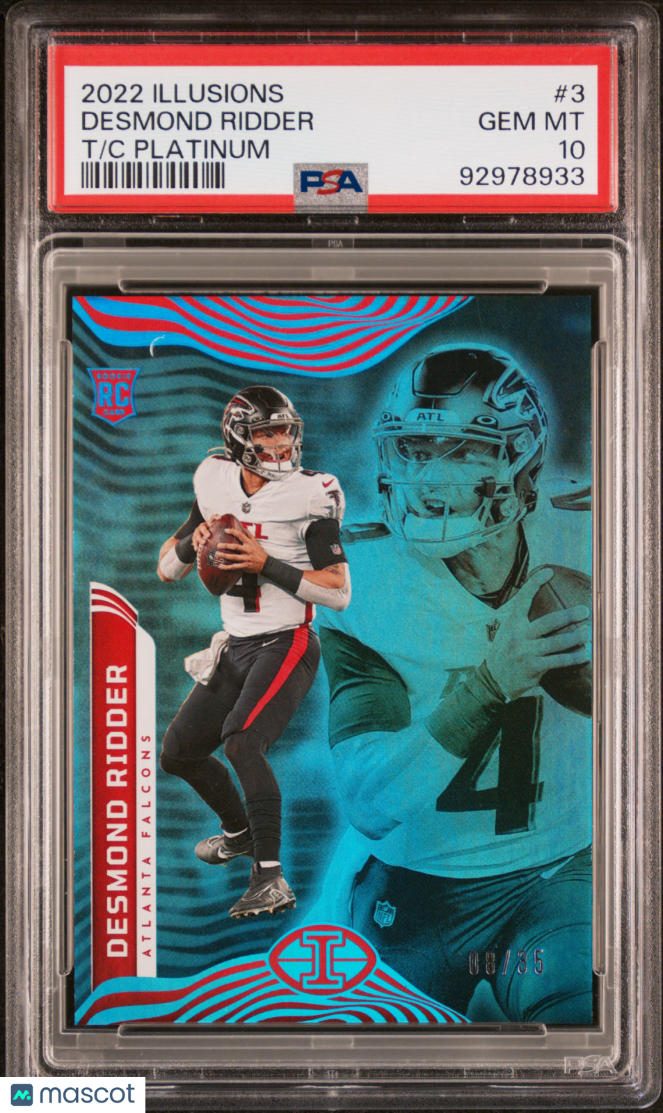 2022 Panini Illusions Psa 10 Desmond Ridder Rookie T/C Platinum 08/35 #3 1