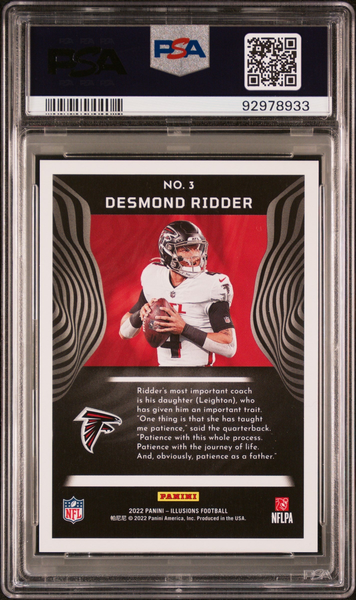 2022 Panini Illusions Psa 10 Desmond Ridder Rookie T C Platinum 08 35 3 2