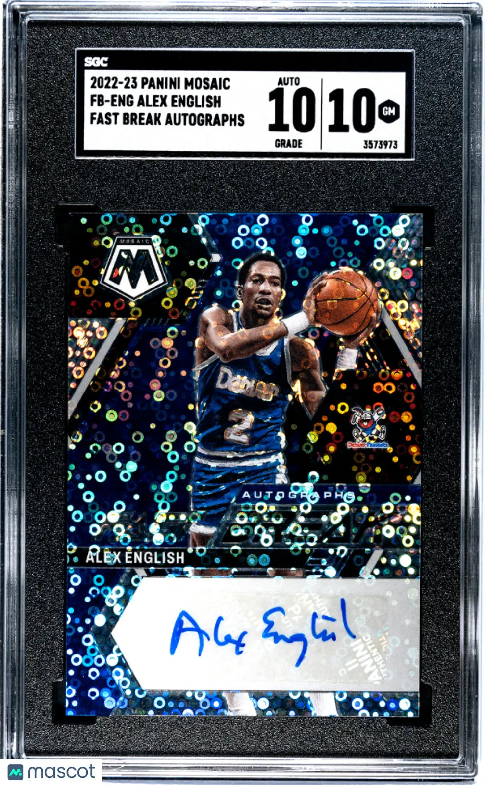 2022 Panini Mosaic Basketball Alex English Fast Break Autographs SGC 10 