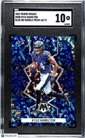 2022 Panini Mosaic Kyle Hamilton RC Rookie Blue No Huddle Prizm SGC 10 /75 