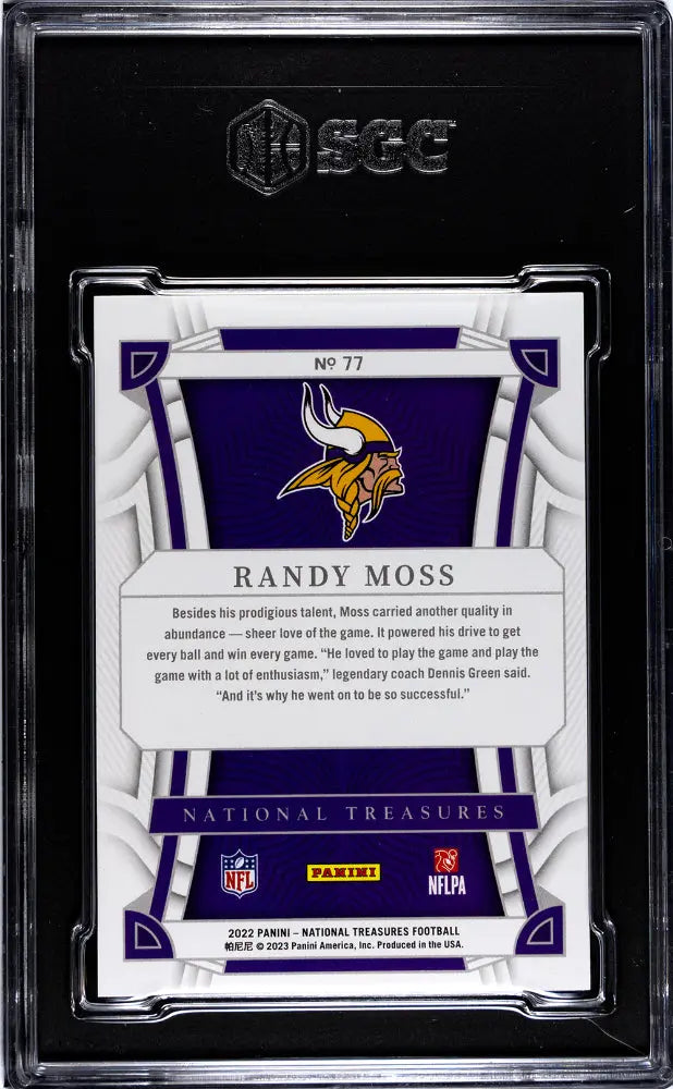 2022 Panini National Treasures Football Randy Moss Purple SGC 9 /49 