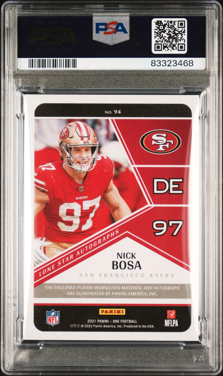 2022 Panini One Football Update Nick Bosa Lone Star Gold Auto PSA 9 /10 