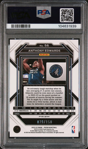 2022 Panini Prizm Anthony Edwards Premium Factory Set PSA 9 /150 