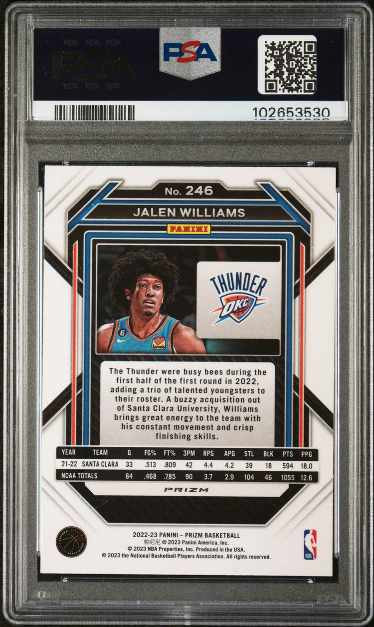 2022 Panini Prizm Basketball Jalen Williams RC Rookie Silver Prizm PSA 9 