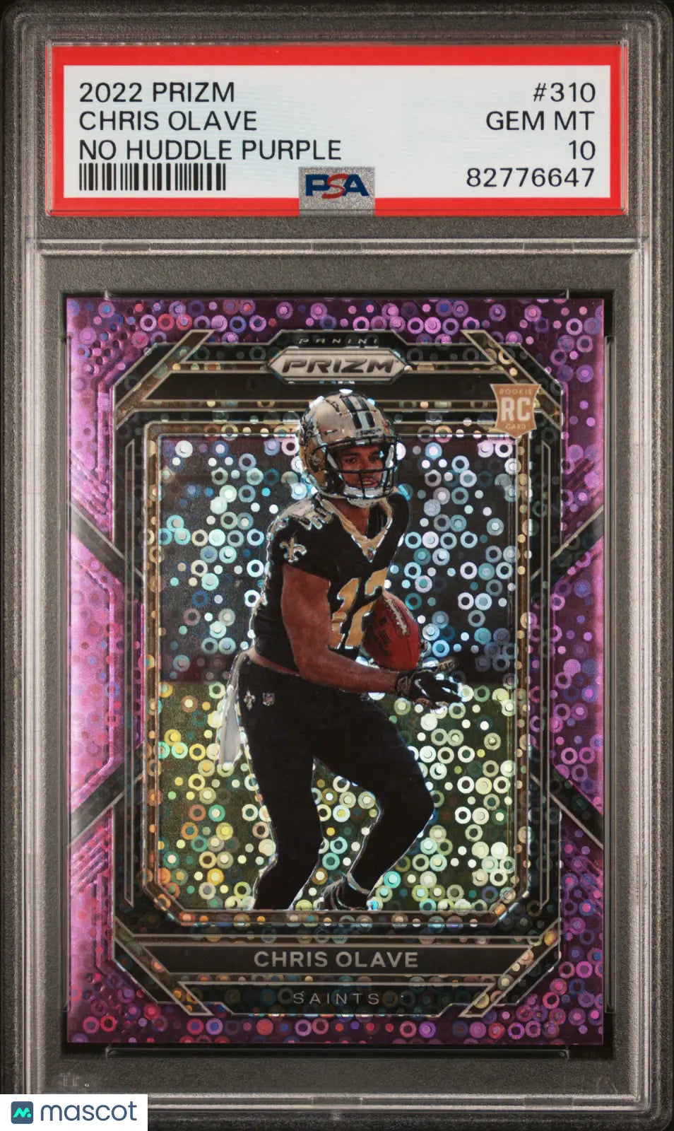 2022 Panini Prizm Football Chris Olave RC No Huddle Purple Prizm PSA 10 /35 