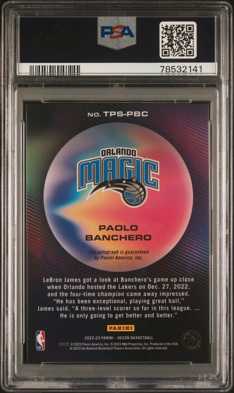 2022 Panini Recon True Potential Signatures Auto Paolo Banchero RC PSA 10 /75 