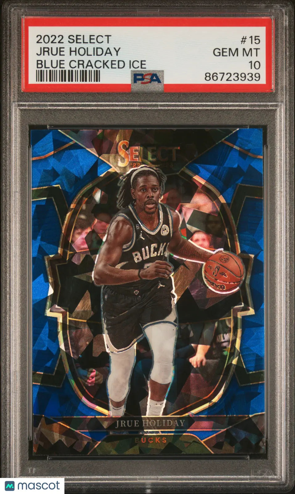 2022 Panini Select Basketball Jrue Holiday Blue Cracked Ice PSA 10 