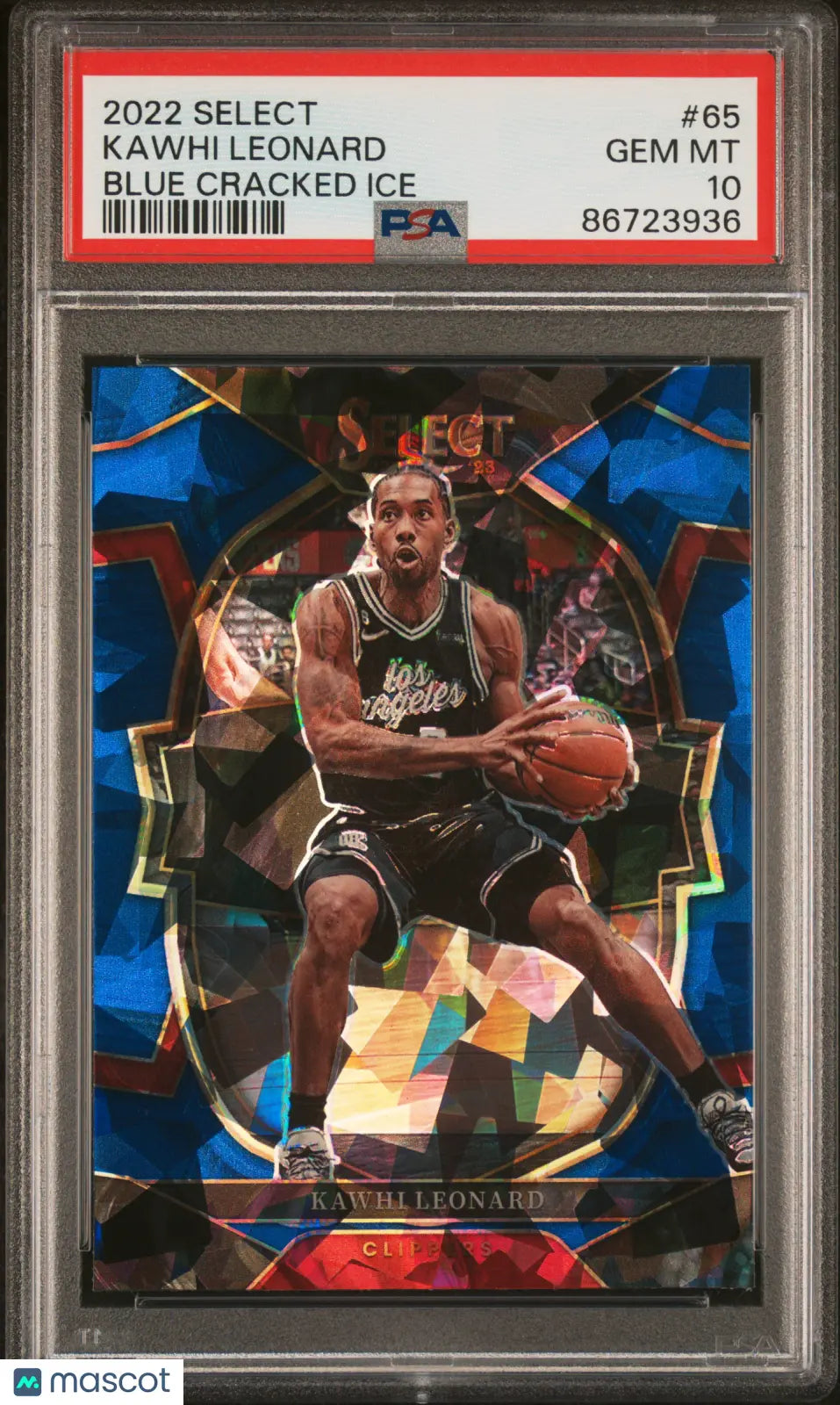 2022 Panini Select Basketball Kawhi Leonard Blue Cracked Ice PSA 10 