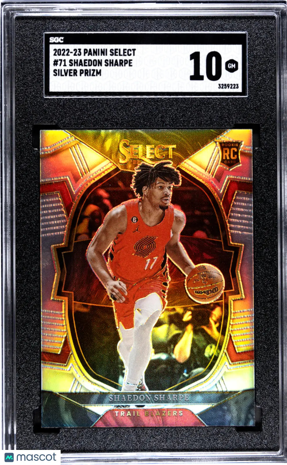 2022 Panini Select Basketball Shaedon Sharpe RC Rookie Silver Prizm SGC 10 