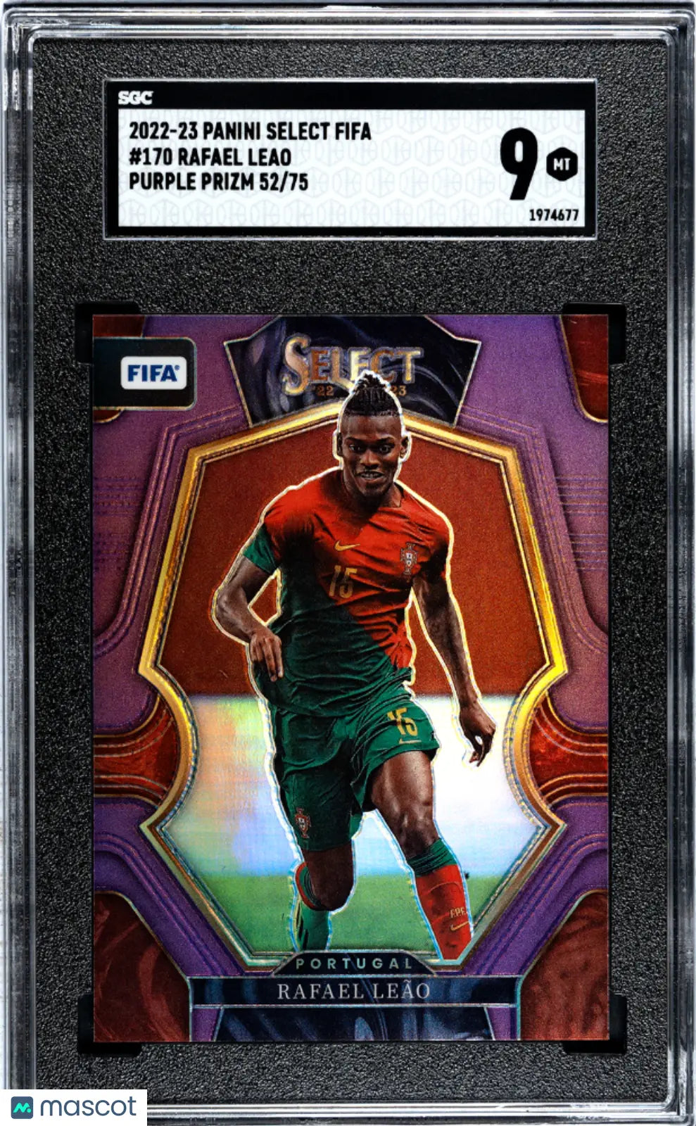 2022 Panini Select FIFA Rafael Leao Purple Prizm SGC 9 /75 