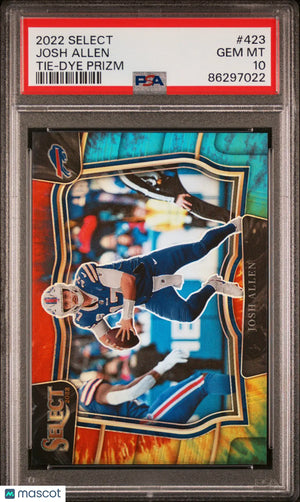 2022 Panini Select Football Josh Allen Tie-Dye Prizm PSA 10 /25 