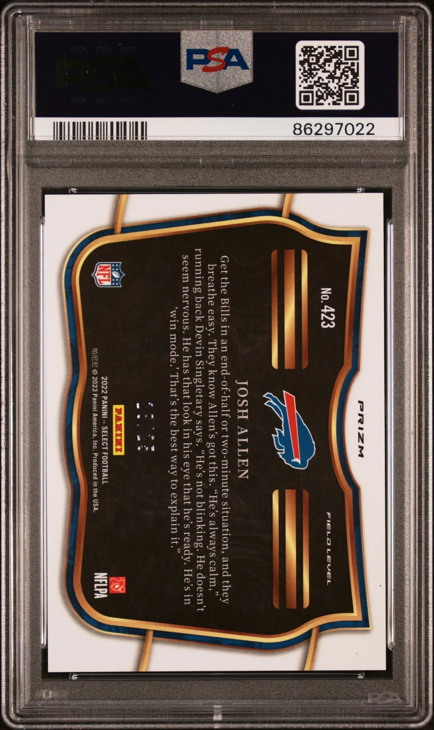 2022 Panini Select Football Josh Allen Tie-Dye Prizm PSA 10 /25 