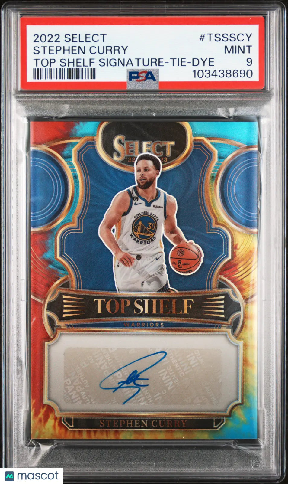 2022 Panini Select Top Shelf Signature Tie-Dye Auto Stephen Curry PSA 9 /25 