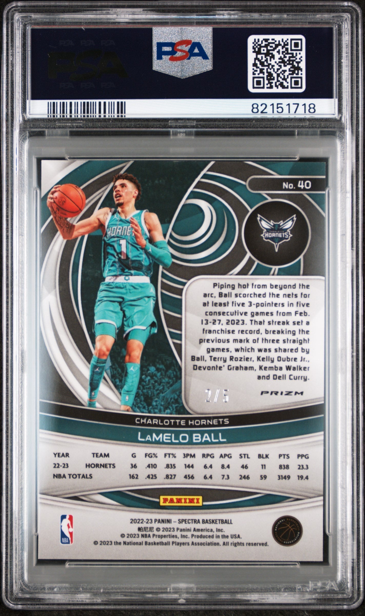 2022 Panini Spectra Psa 9 Lamelo Ball Marble 2 5 40 2